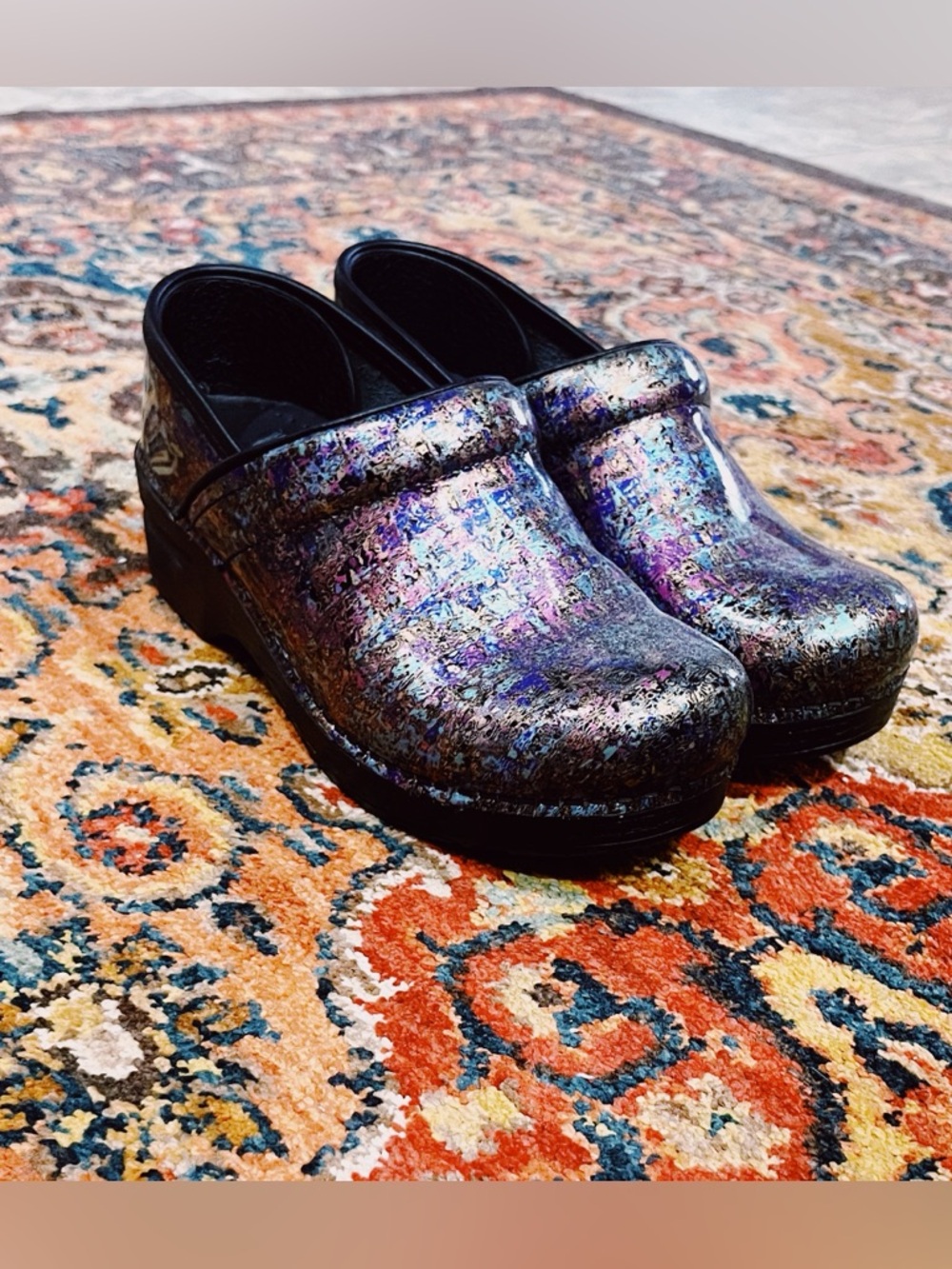 Dansko Multicolor Metallic Iridescent Clogs - Black Trim (5.5-6)